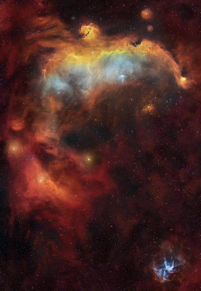 A cavallo tra le costellazioni del Cane Maggiore e dellUnicorno, ben visibili verso sud in queste sere di gennaio, si trova la estesa nebulosa Ic 2177, meglio nota come nebulosa Gabbiano - Copyright: Gianni Lacroce 