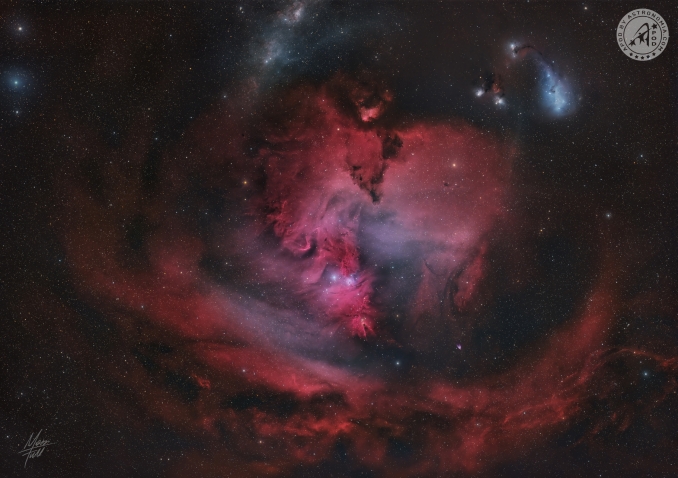 Parte della costellazione dell'Unicorno (Monoceros in greco). Nello specifico possiamo vedere NGC2264, ammasso aperto circondato da nebulosità come Nebulosa Cono ed Albero di Natale. - Copyright: Massimiliano Fulgosi 