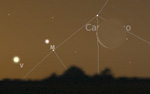 Congiunzione Luna - Mercurio - Venere, 5 Marzo ore 6.00