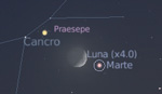 Congiunzione Luna - Marte, giorno 10 ore 20