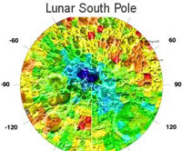 Mappa della temperatura del polo sud Lunare fatta dal Luna Prospector