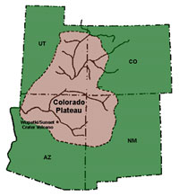 Il Plateau del Colorado: mappa