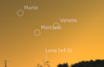 Congiunzione Luna - Marte - Mercurio - Venere, giorno 1 ore 20