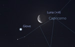 Congiunzione Luna - Giove, giorno 19 ore 05.30