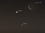 Congiunzione Luna - Venere - Marte, giorno 22 ore 05.30