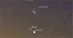 Congiunzione Luna - Marte - Venere, giorno 19 ore 05:00