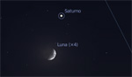 Congiunzione Luna - Saturno, giorno 27 ore 22:00