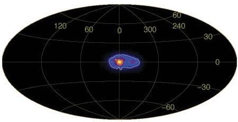 Al centro della galassia si vede molto bene la zona ricchissima di raggi gamma (osservazioni INTEGRAL)