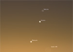 Congiunzione Venere - Saturno - Mercurio - Luna, giorno 17 ore 7