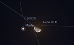 Congiunzione Luna - Marte, giorno 9 ore 1:00