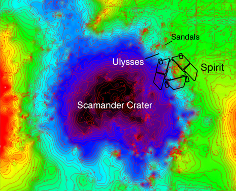 La depressione chiamata “Scamander Crater”