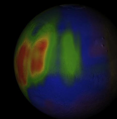concentrazioni di metano presenti nell’atmosfera di Marte.