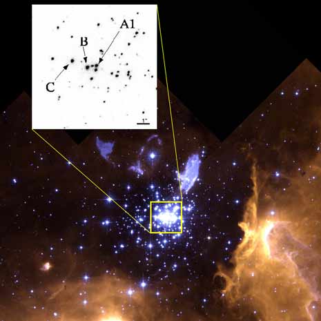 L’esatta posizione della iper-gigante NGC 3603 A1