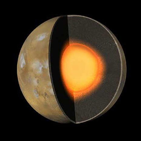 una rappresentazione artistica del nucleo di Marte
