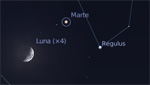 Congiunzione Luna - Marte - Regolo, giorno 17 ore 22