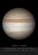 foto dell’impatto realizzata dall’astrofilo australiano