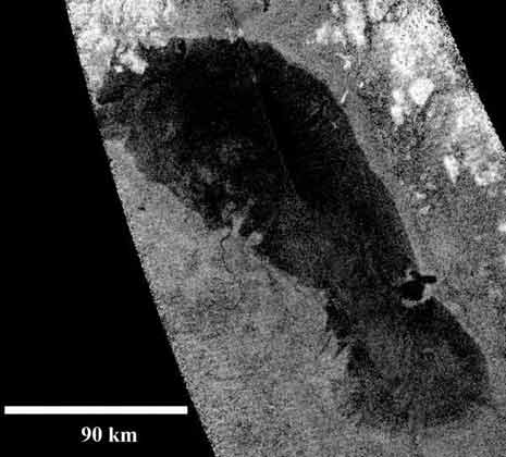 immagine del lago Ontario di Titano ripresa dalla sonda Cassini il 12 gennaio del 2010