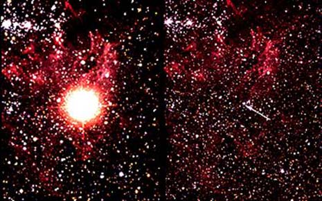 La Grande Nube di Magellano e la stella morente prima della sua esplosione