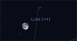 Congiunzione Luna - Pleiadi, giorno 25 ore 23