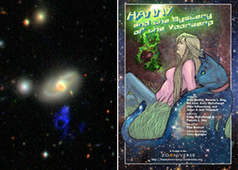 A sinistra un’immagine dell’oggetto di Hanny e a destra la copertina del libro a fumetti