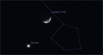 Congiunzione Luna - Giove, giorno 10 ore 19:00