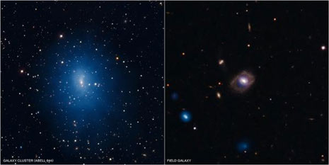 Due galassie studiate dalla ricerca di cui si parla nel testo. A sinistra la Abell 644, appartenente a un gruppo distante 1,1 miliardi di anni luce. A destra la SDSS J1021+1312