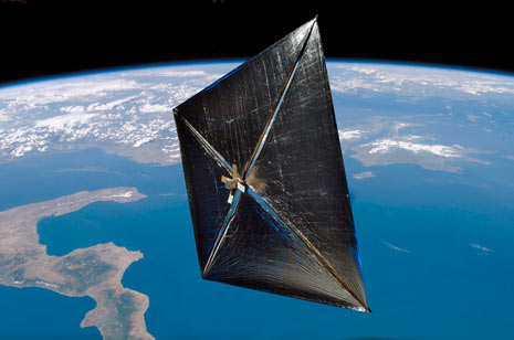 Ecco una libera interpretazione grafica del volo a vela della sonda NanoSail-D