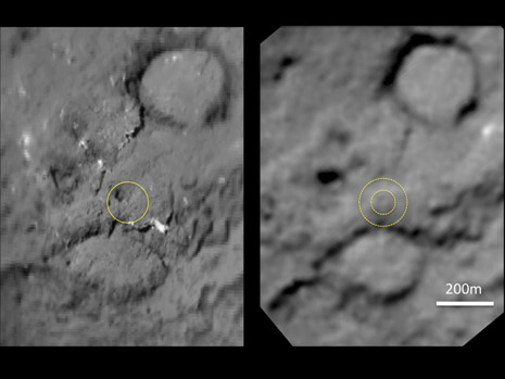 la zona della cometa interessata dall’impactor
