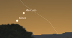 Congiunzione Giove - Mercurio, giorno 16 ore 19:30