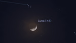 Congiunzione Luna - Pleiadi, giorno 10 ore 22:30