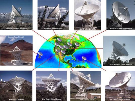 I dieci telescopi che compongono il VLBA