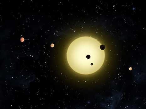 Il sistema planetario di Kepler-11 in una visione artistica