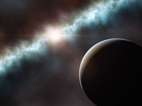 Una visione artistica del sistema planetario in formazione di T Cha