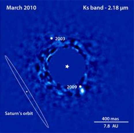 La nuova immagine di Beta Pictoris b, ottenuta nel 2010 sempre dal VLT