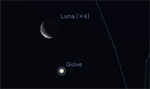 Congiunzione Luna - Giove, giorno 26 ore 04:00