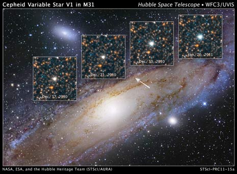 La posizione della V1 nella galassia di Andromeda