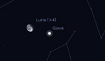 Congiunzione Luna - Giove, giorno 16 ore 23