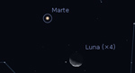 Congiunzione Luna - Marte, giorno 22 ore 04:00