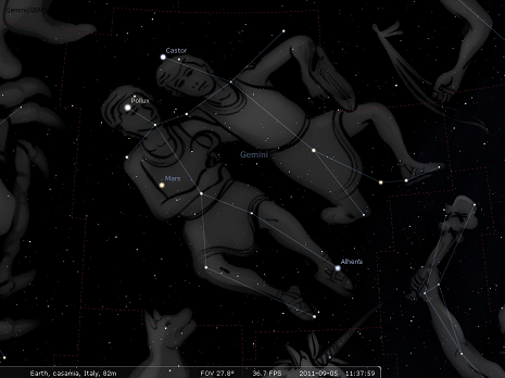 i Gemelli secondo stellarium