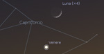 Congiunzione Luna - Venere, giorno 27 ore 17:30