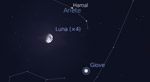 Congiunzione Luna - Giove, giorno 3 ore 20:30