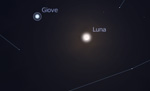 Congiunzione Luna - Giove, giorno 26 ore 21