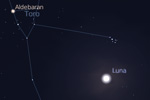Congiunzione Luna - Pleiadi, giorno 28 ore 21