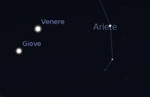 Congiunzione Venere - Giove, giorno 15 ore 21