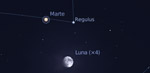 Congiunzione Luna - Marte, giorno 3 ore 22:30