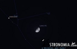 Congiunzione Luna - Pleiadi, giorno 7 ore 20