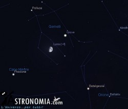 Congiunzione Luna - Giove, giorno 10 ore 21