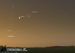 Congiunzione Luna - Pleiadi - Venere, giorno 24 ore 5