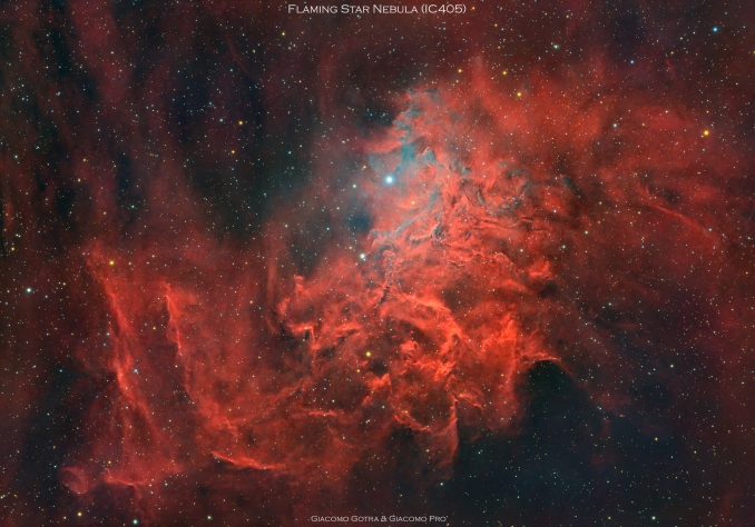 IC 405, nota anche come Nebulosa Stella Fiammeggiante, è una nebulosa diffusa visibile nell'Auriga, a 1630 anni luce di distanza. - Copyright: Giacomo Pro e Giacomo Gotra 