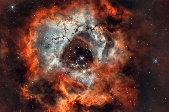 La Nebulosa Rosetta (nota anche con le sigle di catalogo NGC 2237 e C 49) è unampia regione di forma rozzamente circolare situata ai confini di una nebulosa molecolare gigante, nella costellazione dellUnicorno. - Copyright: Giancarlo Neccia 